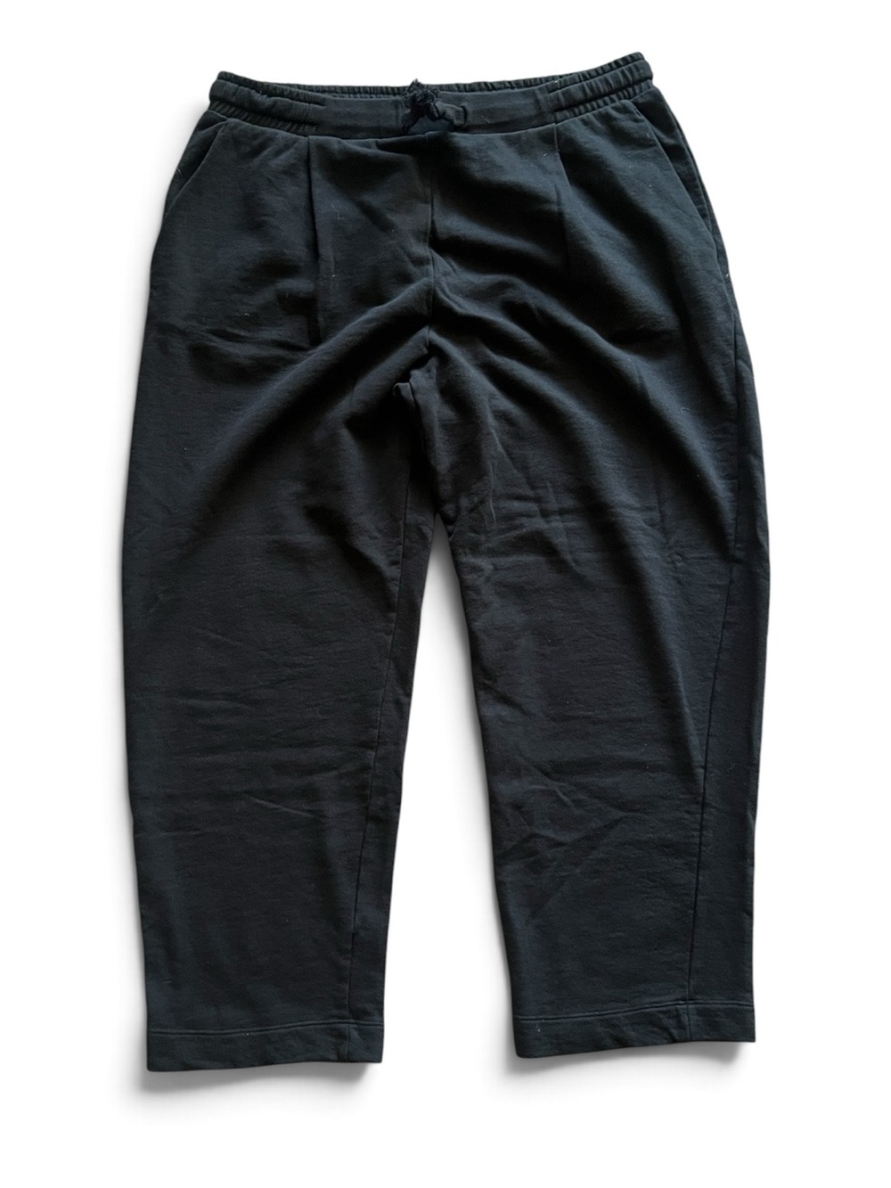 Zara Black Drawstring Cropped Track Pants Joggers with Pockets Sz XL